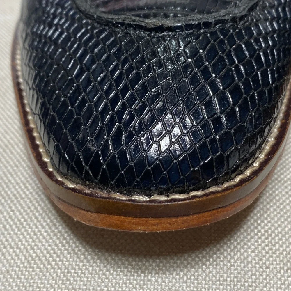 Stacy Adams Mens Black Exotic‎ Print Tassel Loafers Memory Foam Size 9M